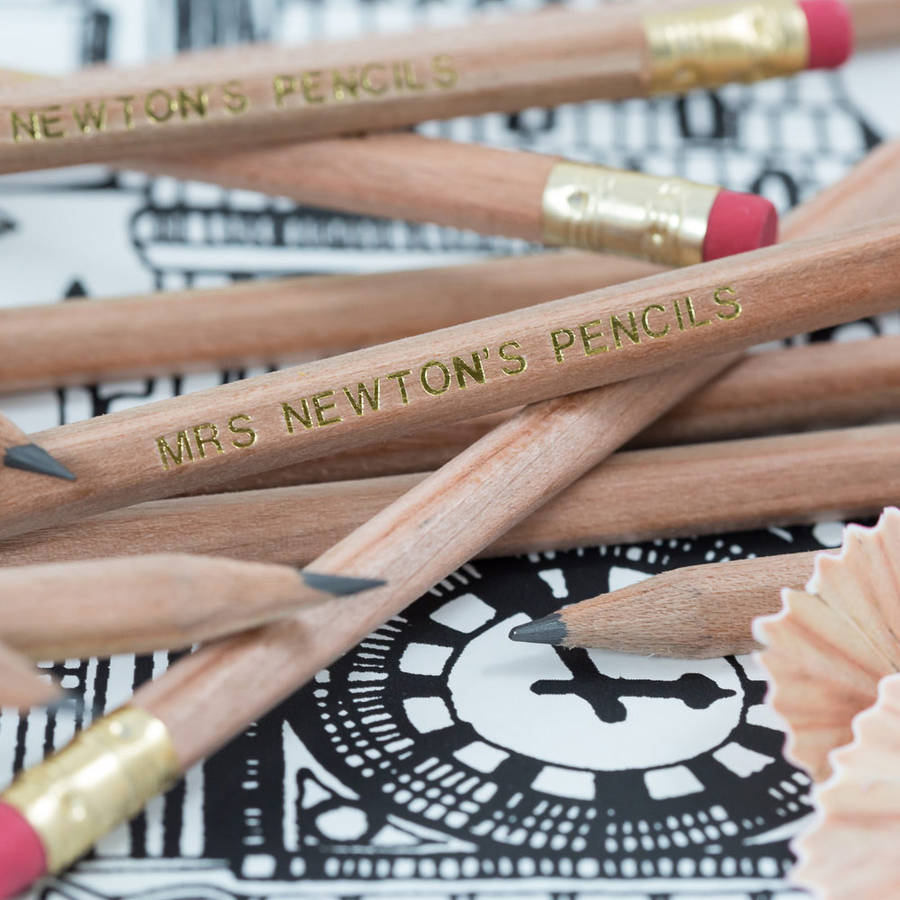 12 Personalised Natural Wood Graphite Pencils By Able Labels