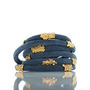 Blue Suede Wrap Bracelet With Gold Sliders, thumbnail 2 of 6