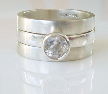 Recycled Silver Stacking Engagement Ring Set, 2 of 6
