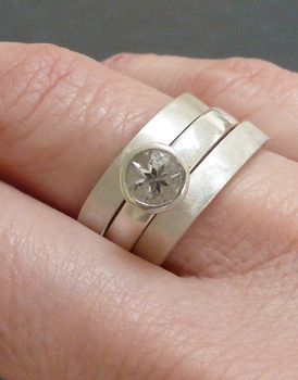 Recycled Silver Stacking Engagement Ring Set, 3 of 6