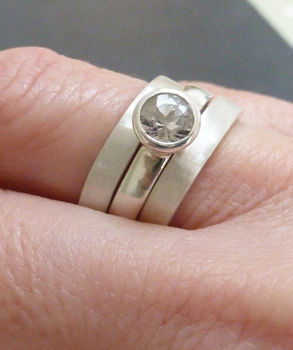 Recycled Silver Stacking Engagement Ring Set, 4 of 6