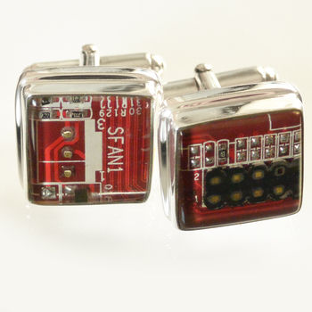 Computer Circuit Board Sterling Silver Cufflinks, 5 of 6