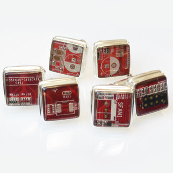 Computer Circuit Board Sterling Silver Cufflinks, 6 of 6
