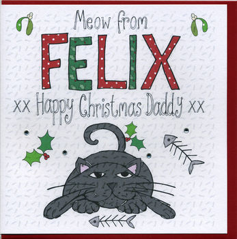 Personalised Christmas Card From The Cat, 2 of 3