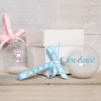 Personalised Glass New Baby Bauble, 6 of 6