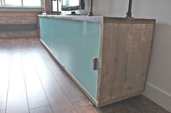 Simeon Reclaimed Wood Shelves With Glass Sliding Doors, 2 of 5