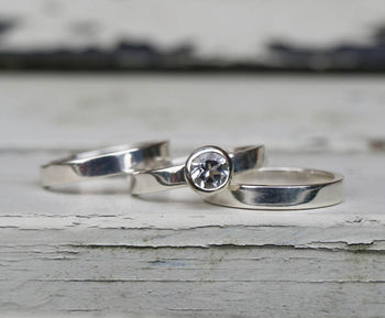 Recycled Silver Stacking Engagement Ring Set, 6 of 6