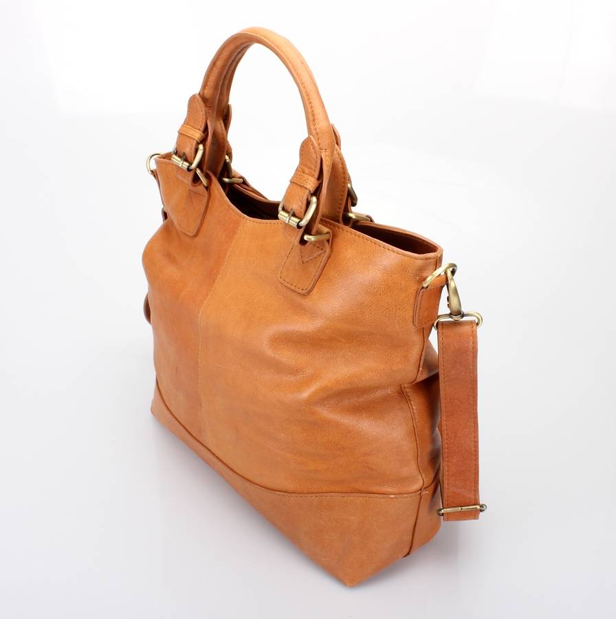 Tan Leather Handbag Tote By The Leather Store | notonthehighstreet.com
