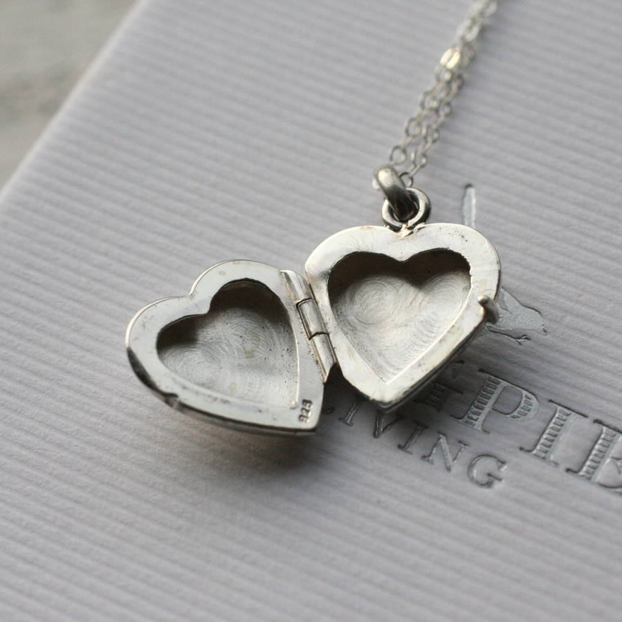Silver Vintage Heart Locket Necklace By Magpie Living