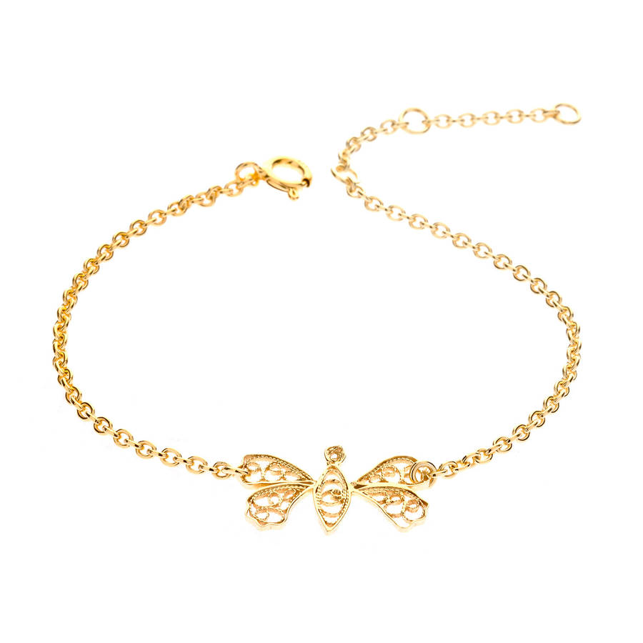 Gold Butterfly Filigree Friendship Bracelet By Lebrusan Studio