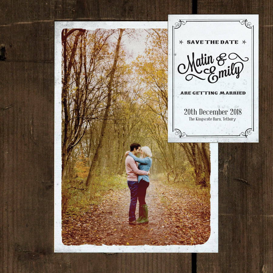 Vintage Photo Postcard Wedding Invitation By Feel Good