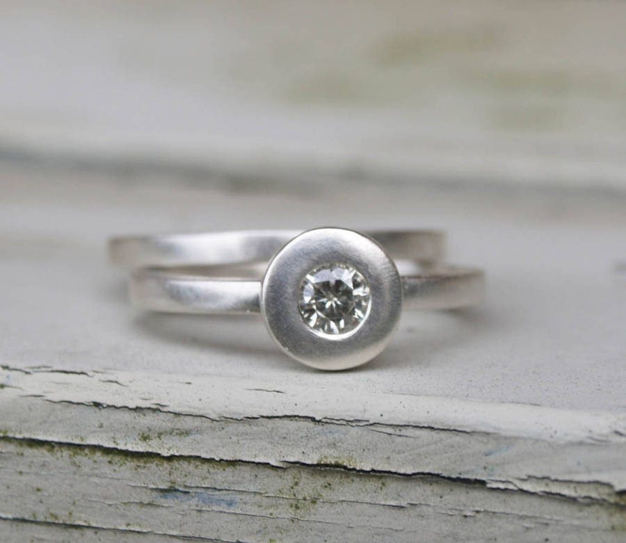 Ethical Silver Engagement Ring Set, 1 of 4