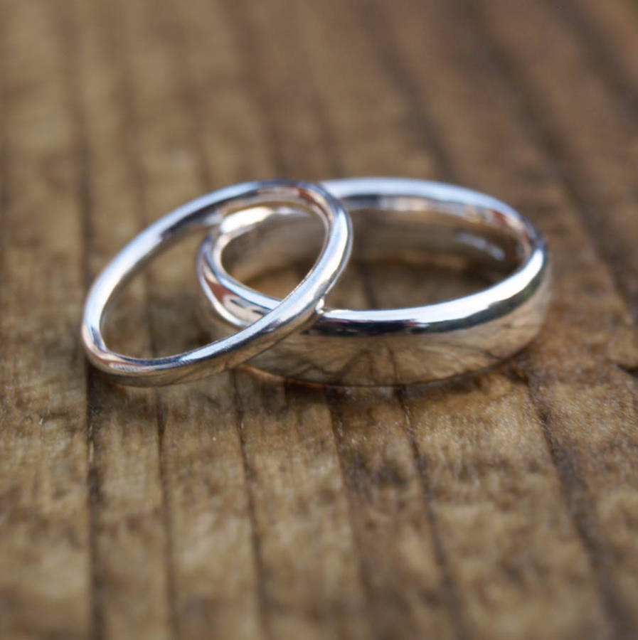 Recycled Silver Wedding Ring Set, 1 of 3