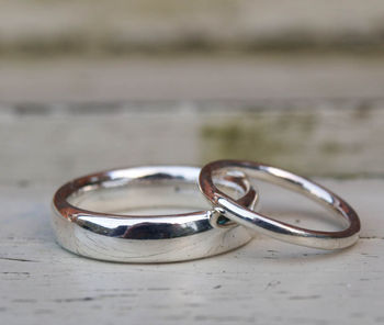 Recycled Silver Wedding Ring Set, 2 of 3
