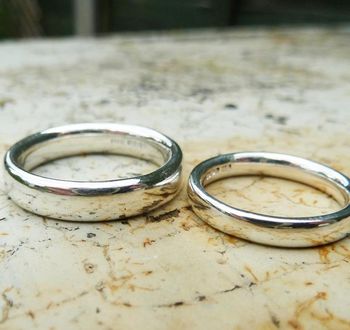 Recycled Silver Comfort Fit Wedding Ring Set, 2 of 3