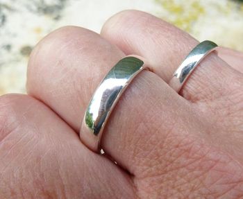 Recycled Silver Comfort Fit Wedding Ring Set, 3 of 3