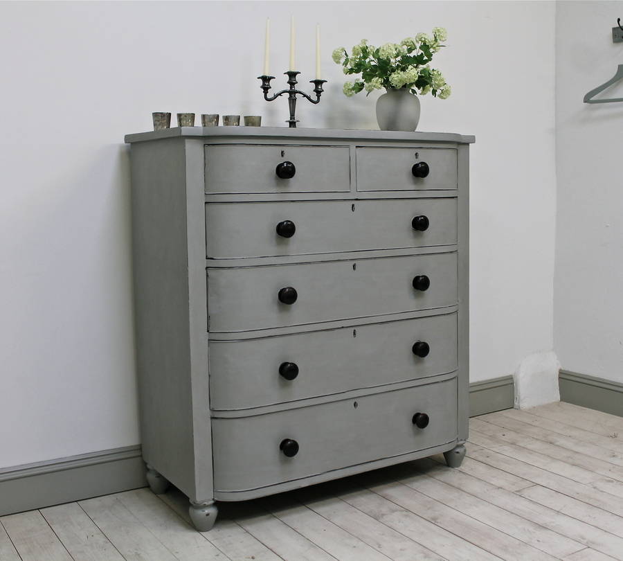Distressed Victorian Curved Front Chest Of Drawers By Distressed but not Forsaken