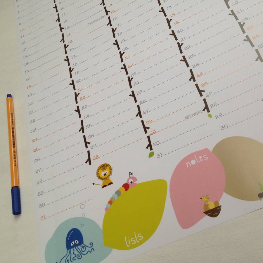 Large family wall planner by halfpinthome notonthehighstreet