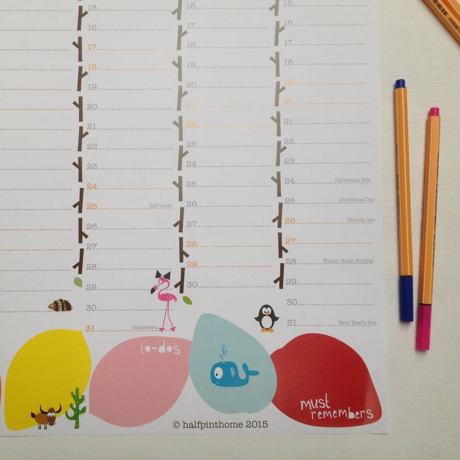 Large family wall planner by halfpinthome notonthehighstreet