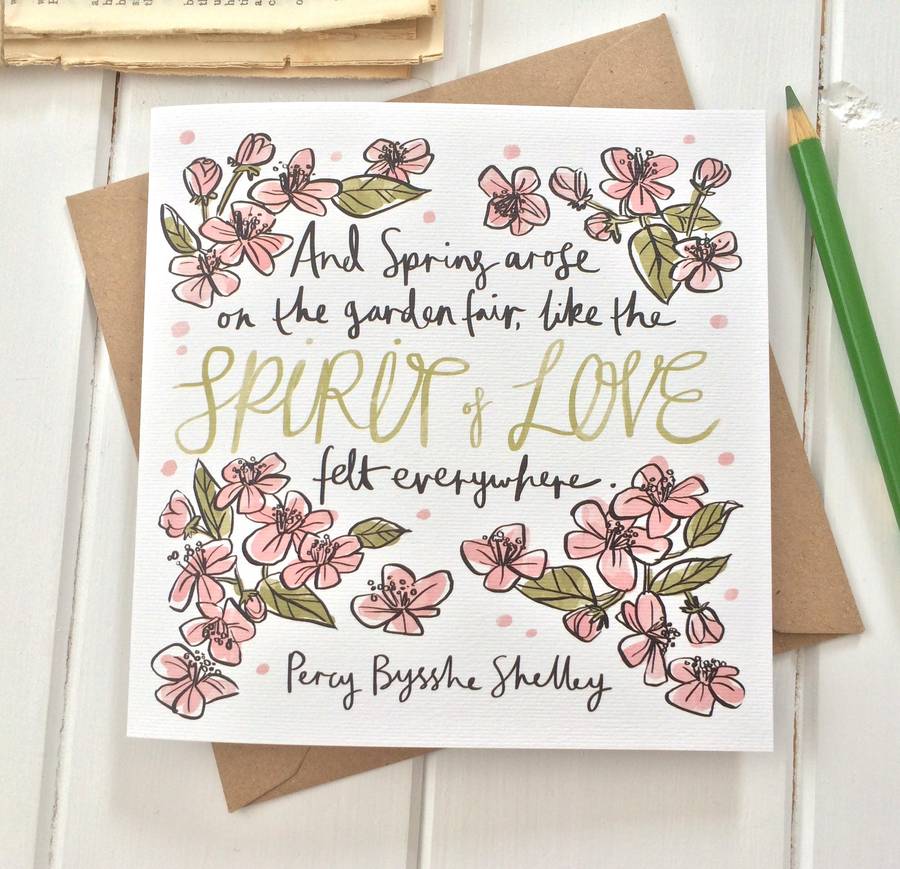 literary quote spring flowers greetings card by literary emporium