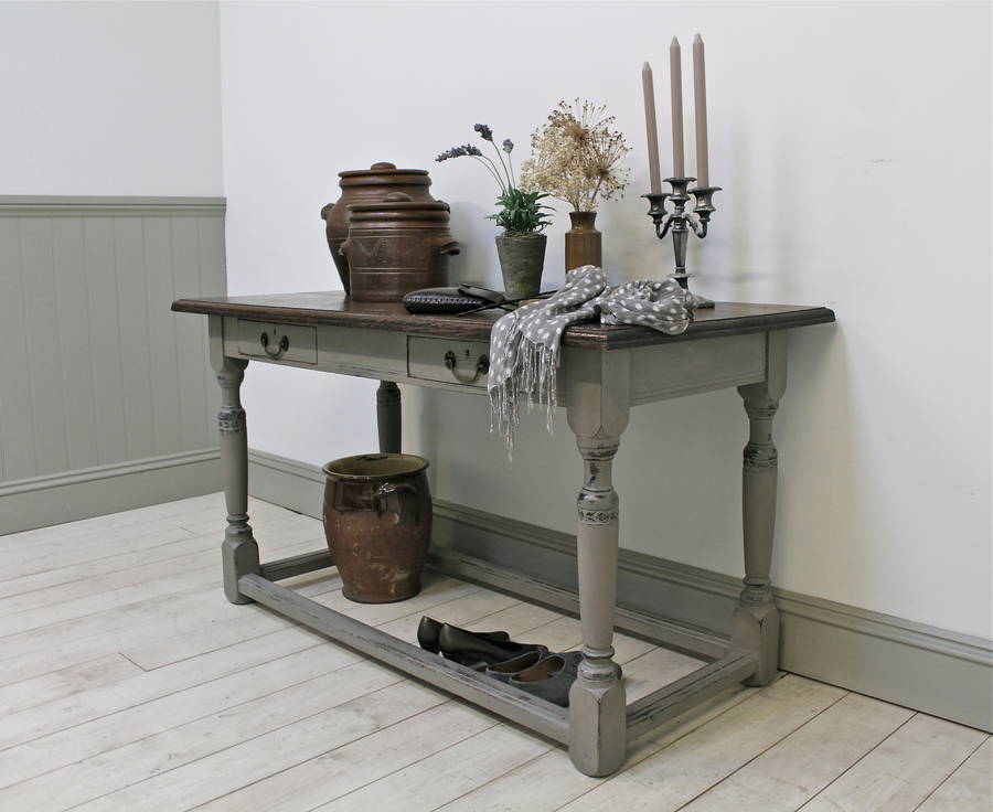 Distressed Antique Oak Console Table By, Distressed Oak Console Table