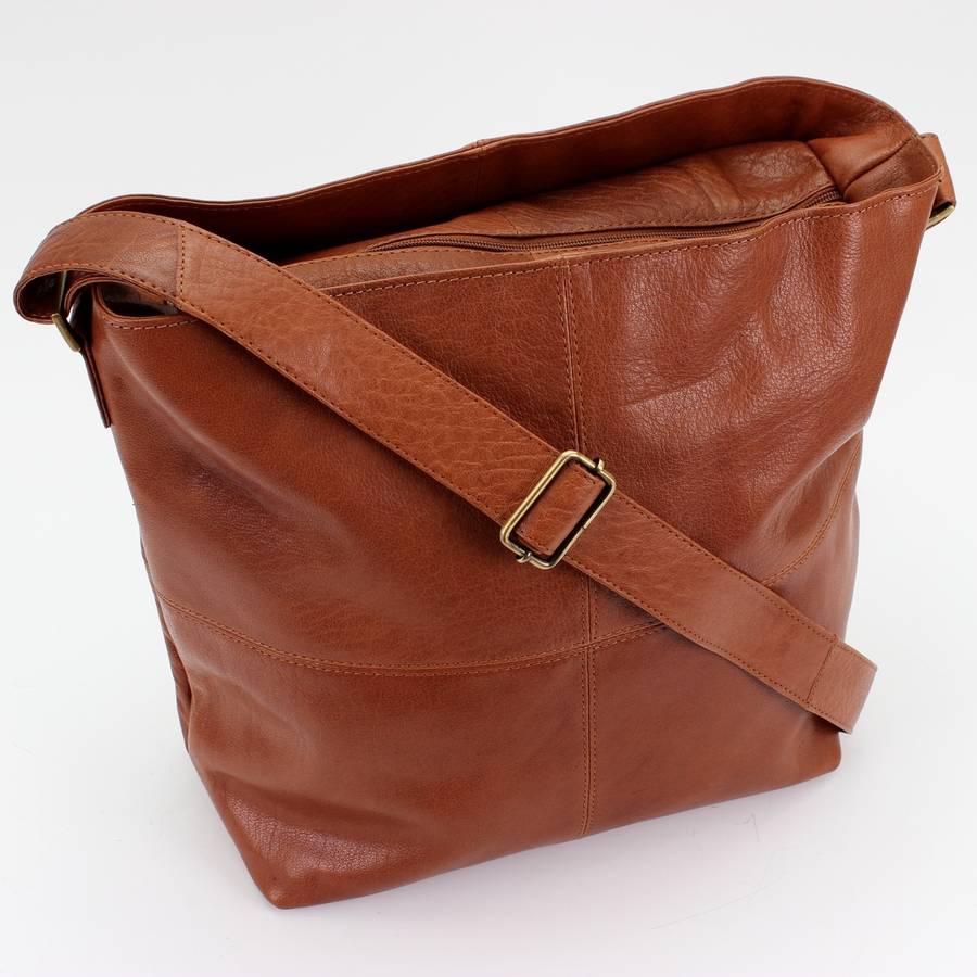 Tan Large Leather Messenger Bag By The Leather Store ...