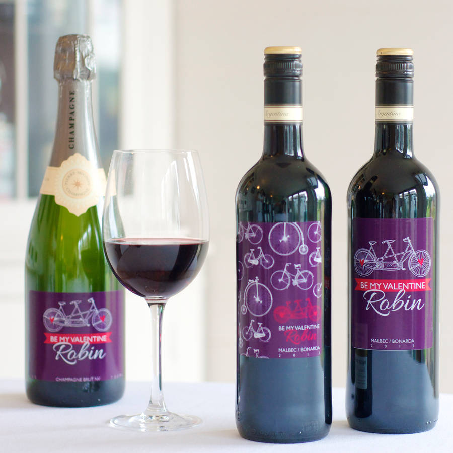 personalised malbec or rioja wine with cycling label by