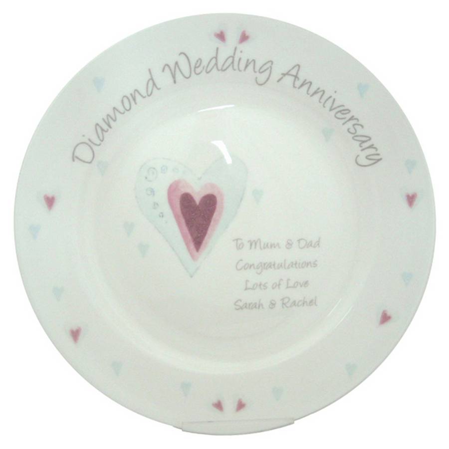 Diamond 60th Wedding Anniversary Personalised Plate By Chalk And Cheese