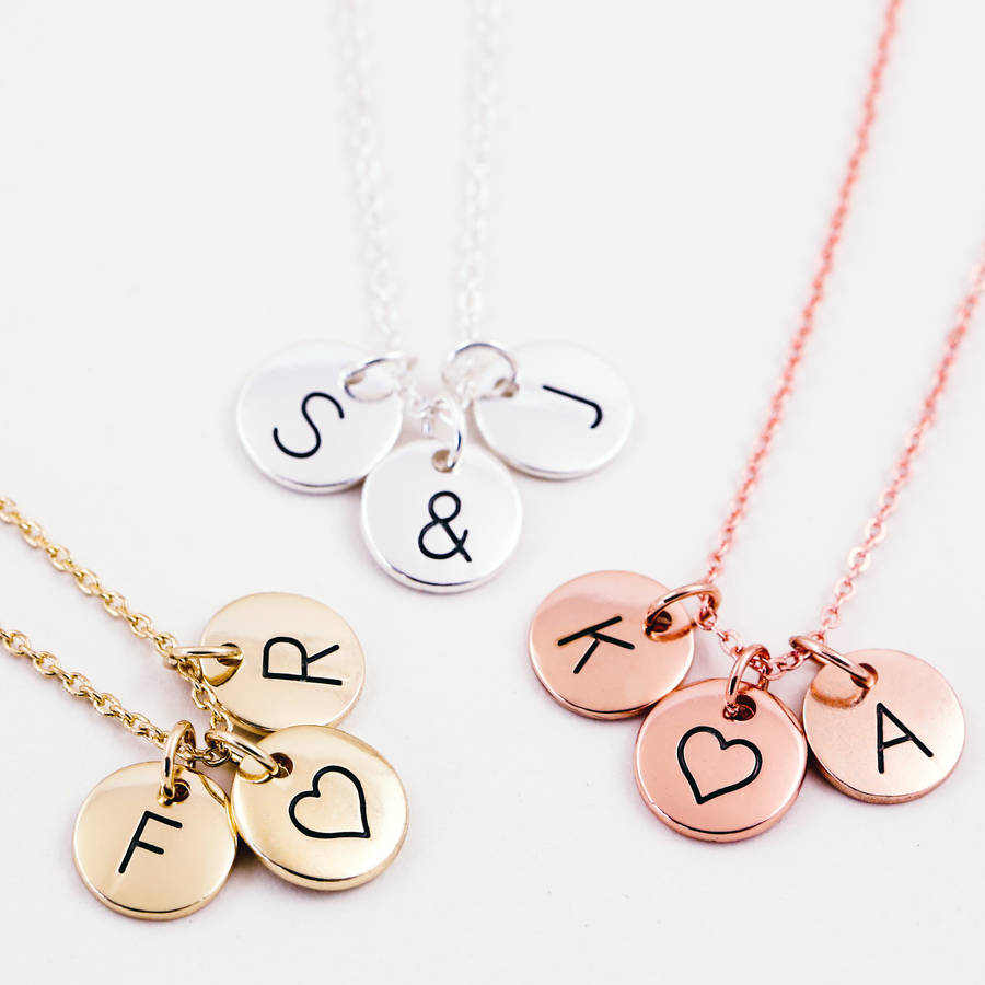 triple letter disc necklace by j&s jewellery | notonthehighstreet.com