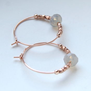 Rose Gold Hoops Elaborated With Grey Swarovski Crystals, 7 of 12