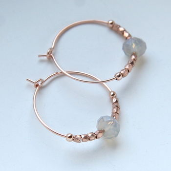 Rose Gold Hoops Elaborated With Grey Swarovski Crystals, 6 of 12