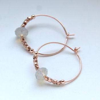 Rose Gold Hoops Elaborated With Grey Swarovski Crystals, 10 of 12