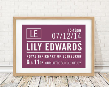Personalised Baby Birth Details Print, 10 of 10