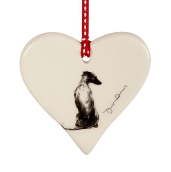 Serene Whippet Dog Hanging Love Heart, 2 of 3
