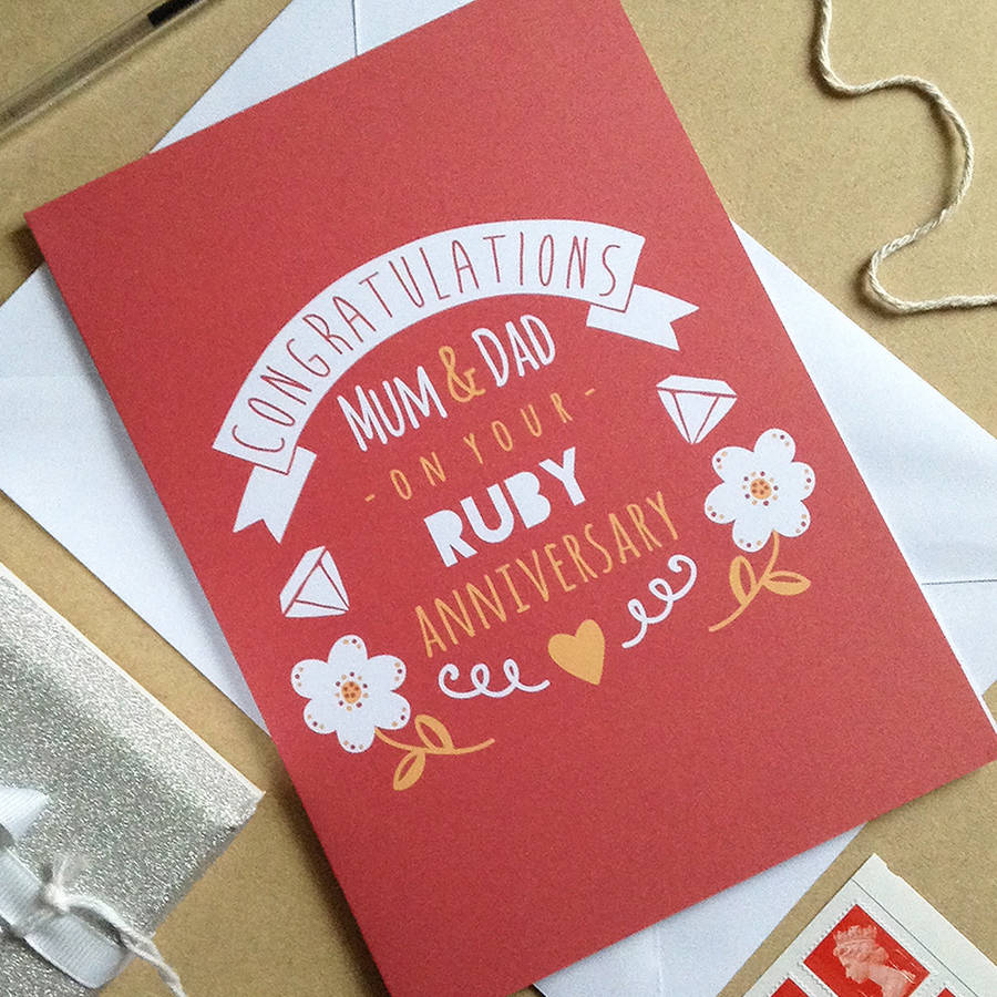 personalised ruby wedding  anniversary  card by ello design  
