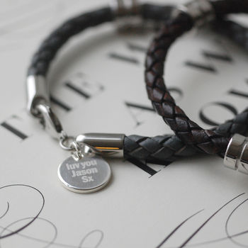 Personalised Pendant Leather Wristband, 2 of 8
