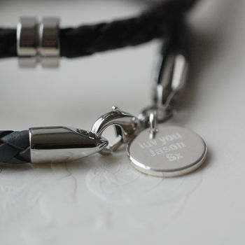 Personalised Pendant Leather Wristband, 3 of 8
