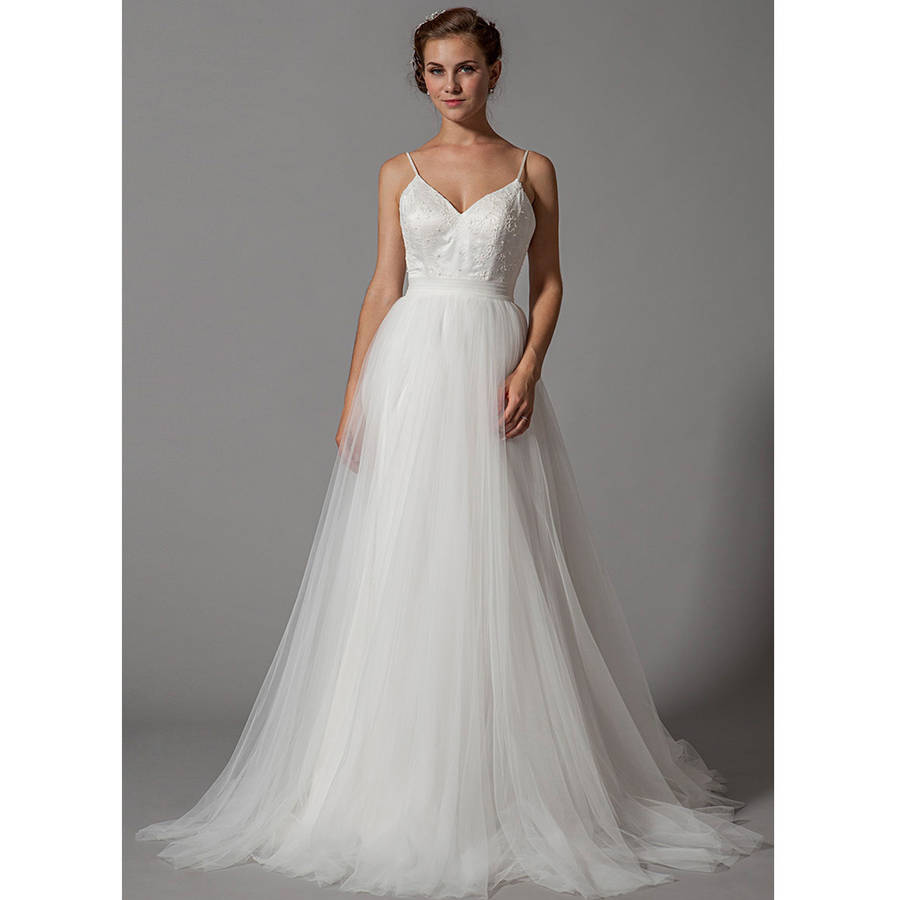 V Neck Embellished Wedding Dress By Elliot Claire London