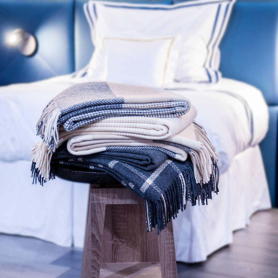check design wool and cashmere blanket by the fine cotton company