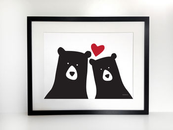 Bear Couple 'Selfie' Personalised Day Print, 4 of 5