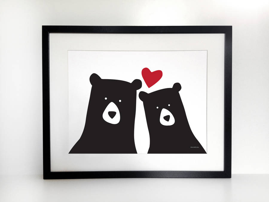 Bear Couple 'Selfie' Personalised Day Print By Heather Alstead Design