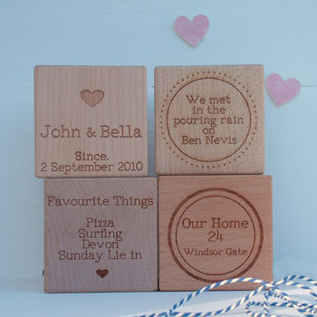 'Our Story' Engraved Oak Or Maple Wood Block, 2 of 6