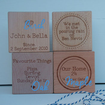 'Our Story' Engraved Oak Or Maple Wood Block, 4 of 6