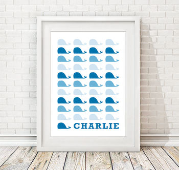 Personalised Name Whale Print, 8 of 10