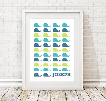 Personalised Name Whale Print, 3 of 10