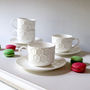 White Honeycomb Cup And Saucers Set Of Four, thumbnail 1 of 2