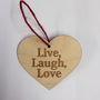 Wooden Heart On A String 'Live, Laugh, Love', thumbnail 2 of 3