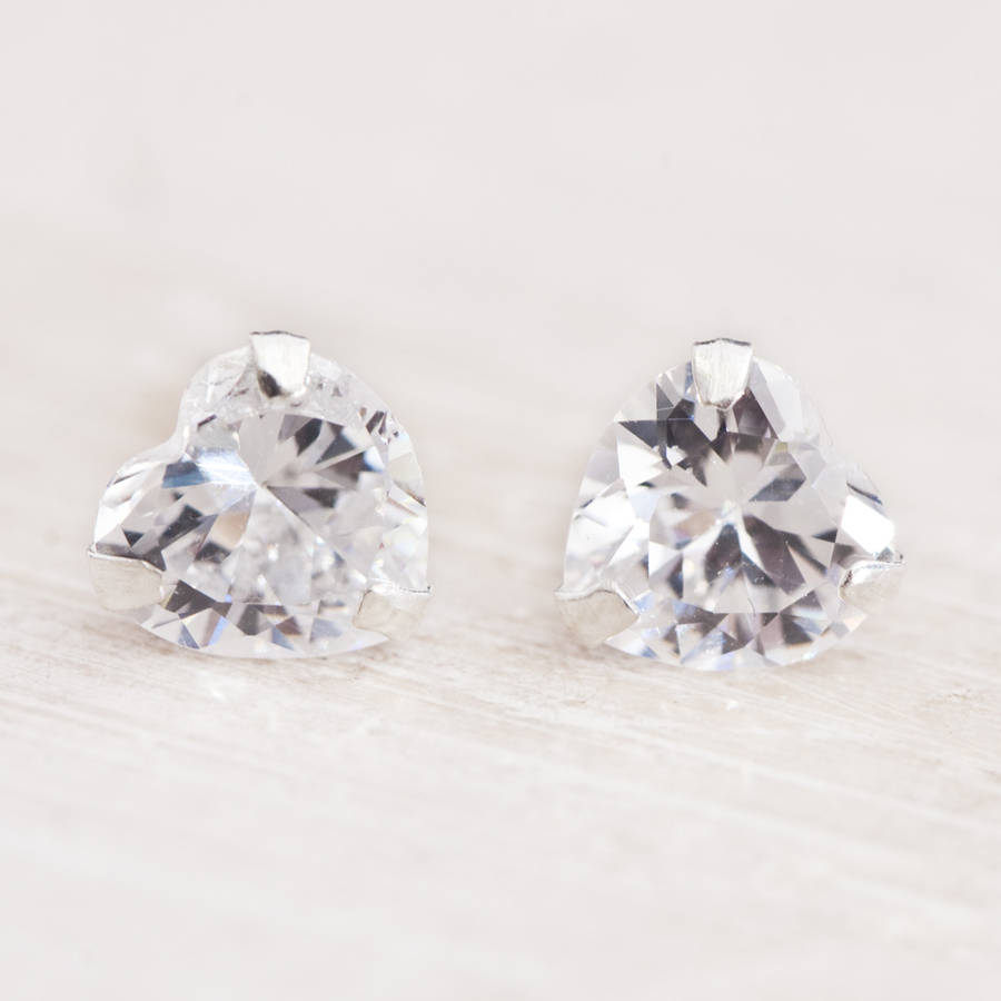Tagr Camilla Crystal Heart Stud Earrings By Bloom Boutique Bloom Boutique Camilla Crystal Heart Stud Earrings
