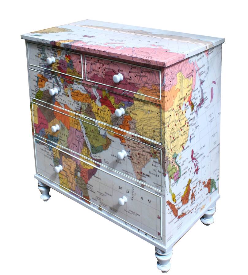 Original Map Chest Of Drawers 