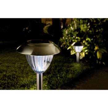 Set Of Two White Ultra Bright Solar Garden Lights By Garden Selections
